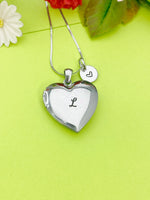 Stainless Steel Heart Locket Necklace, Personalized Customized Monogram, D363