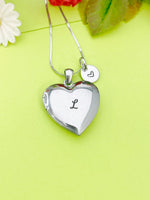 Stainless Steel Heart Locket Necklace, Personalized Customized Monogram, D363