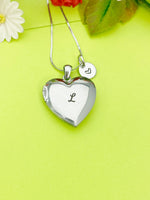 Stainless Steel Heart Locket Necklace, Personalized Customized Monogram, D363