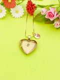 Rose Gold Heart Locket Necklace Personalized Customized Monogram, D365
