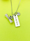 Silver Graduation Necklace Personalized Customized Monogram Jewelry, D366