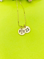 Soccer Fan Necklace, Gold or Silver Option Personalized Customized Monogram Made to Order Jewelry, D375