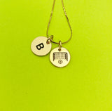 Gold or Silver Soccer Charm Necklace Personalized Customized Monogram Made to Order Jewelry, D376