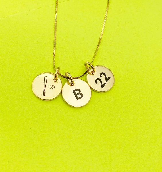 Gold or Silver Baseball Necklace Personalized Customized Monogram Made to Order Jewelry, D379