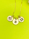 Gold or Silver Baseball Mitten Necklace Personalized Customized Monogram Made to Order Jewelry, D383