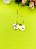 Gold or Silver Baseball Mitten Necklace Personalized Customized Monogram Made to Order Jewelry, D384