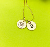 Gold or Silver Baseball Mitten Necklace Personalized Customized Monogram Made to Order Jewelry, D384