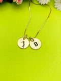 Gold or Silver Golf Player Necklace Personalized Customized Monogram Made to Order Jewelry, D457