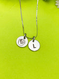 Silver or Gold Baseball Mitten Necklace Personalized Customized Monogram Made to Order Jewelry, D386