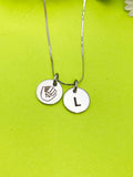 Silver or Gold Baseball Mitten Necklace Personalized Customized Monogram Made to Order Jewelry, D386