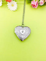 Stainless Steel Heart Flower Locket Pendant Necklace Personalized Customized Monogram Made to Order Jewelry, D390