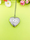 Stainless Steel Heart Flower Locket Pendant Necklace Personalized Customized Monogram Made to Order Jewelry, D390