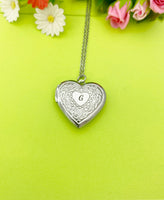 Stainless Steel Heart Flower Locket Pendant Necklace Personalized Customized Monogram Made to Order Jewelry, D390