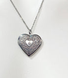 Stainless Steel Heart Flower Locket Pendant Necklace Personalized Customized Monogram Made to Order Jewelry, D390