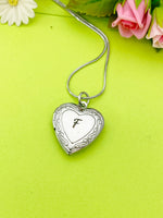 Silver Heart Flower Locket Pendant Necklace Personalized Customized Monogram Made to Order Jewelry, D391