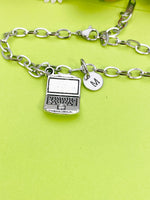 Silver Computer Laptop Bracelet Personalized Customized Monogram Made to Order Jewelry, N1910A