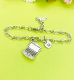 Silver Computer Laptop Bracelet Personalized Customized Monogram Made to Order Jewelry, N1910A