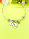 Silver Artist Palette Charm Bracelet Personalized Customized Monogram Made to Order Jewelry, N1714A