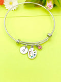 Silver Artist Palette Charm Bracelet Personalized Customized Monogram Made to Order Jewelry, N1714A