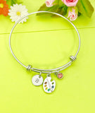 Silver Artist Palette Charm Bracelet Personalized Customized Monogram Made to Order Jewelry, N1714A
