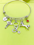 Silver Veterinarian Bracelet Personalized Customized Monogram Made to Order Jewelry, N2622