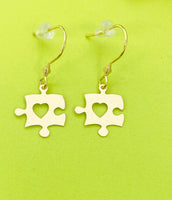 Gold Puzzle Earrings Personalized Customized Jewelry, N3348