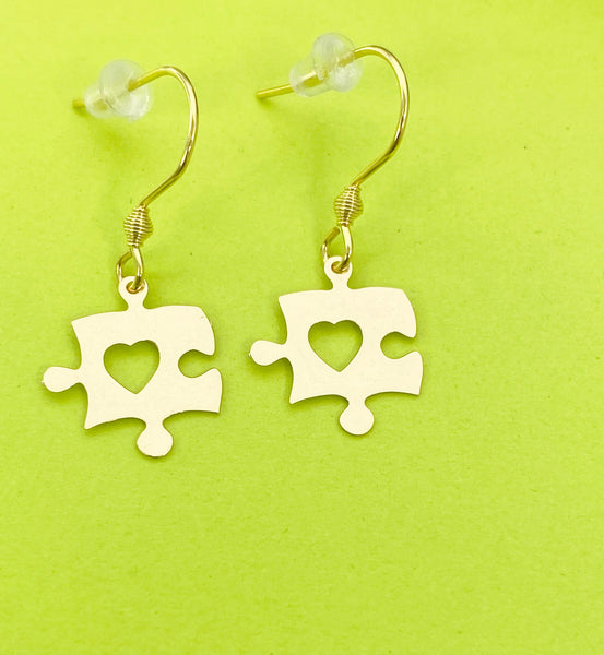 Gold Puzzle Earrings Personalized Customized Jewelry, N3348