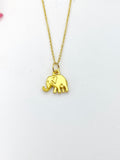 Gold Elephant Charm Necklace Personalized Customized Monogram Made to Order Jewelry, N284