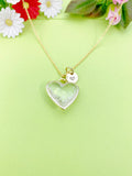 Gold Quartz Crystal Heart Charm Necklace Personalized Customized Gemstone Monogram Made to Order Jewelry, N5412
