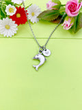 Silver Dolphin Charm Necklace Personalized Customized Monogram Made to Order Jewelry, N5420