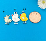 Chicken Charm Necklace, Personalized Initial, Farm Animal Jewelry