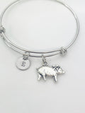 Silver Cute Pig Charm Bracelet Personalized Customized Monogram Made to Order Jewelry, N5424