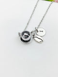 Silver Coffee Lover Charm Necklace Personalized Customized Monogram Made to Order Jewelry, N50H