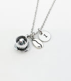 Silver Coffee Lover Charm Necklace Personalized Customized Monogram Made to Order Jewelry, N50H