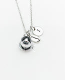 Silver Coffee Lover Charm Necklace Personalized Customized Monogram Made to Order Jewelry, N50H