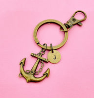 Bronze Anchor Keychain Personalized Customized Monogram Made to Order Jewelry, N5427