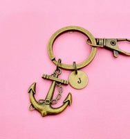 Bronze Anchor Keychain Personalized Customized Monogram Made to Order Jewelry, N5427