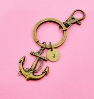 Bronze Anchor Keychain Personalized Customized Monogram Made to Order Jewelry, N5427