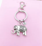 Silver Elephant Charm Keychain, N5431