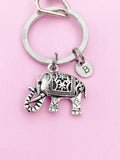 Silver Elephant Charm Keychain Luck Gifts Personalized Customized Monogram Made to Order Jewelry, N5432