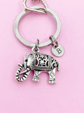 Silver Elephant Charm Keychain Luck Gifts Personalized Customized Monogram Made to Order Jewelry, N5432