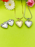 Gold or Silver Tiny Heart Locket Necklace Personalized Customized Monogram Made to Order Jewelry, D370
