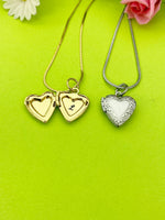 Gold or Silver Tiny Heart Locket Necklace Personalized Customized Monogram Made to Order Jewelry, D370