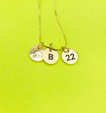 Gold or Silver Football Necklace Personalized Customized Monogram Made to Order Jewelry, D373