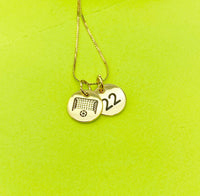 Soccer Fan Necklace, Gold or Silver Option Personalized Customized Monogram Made to Order Jewelry, D375