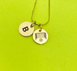 Gold or Silver Soccer Charm Necklace Personalized Customized Monogram Made to Order Jewelry, D376