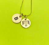 Gold or Silver Soccer Charm Necklace Personalized Customized Monogram Made to Order Jewelry, D376