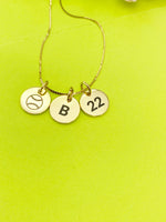 Gold or Silver Softball Necklace, Personalized Customized Monogram Made to Order Jewelry, D378