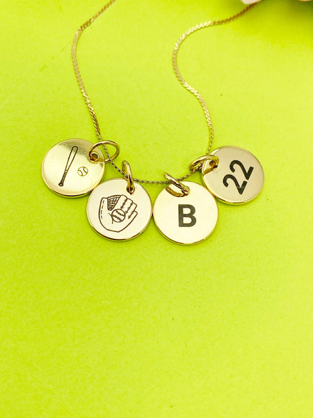 Gold or Silver Baseball Necklace Personalized Customized Monogram Made to Order Jewelry, D381