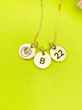 Gold or Silver Baseball Mitten Necklace Personalized Customized Monogram Made to Order Jewelry, D383